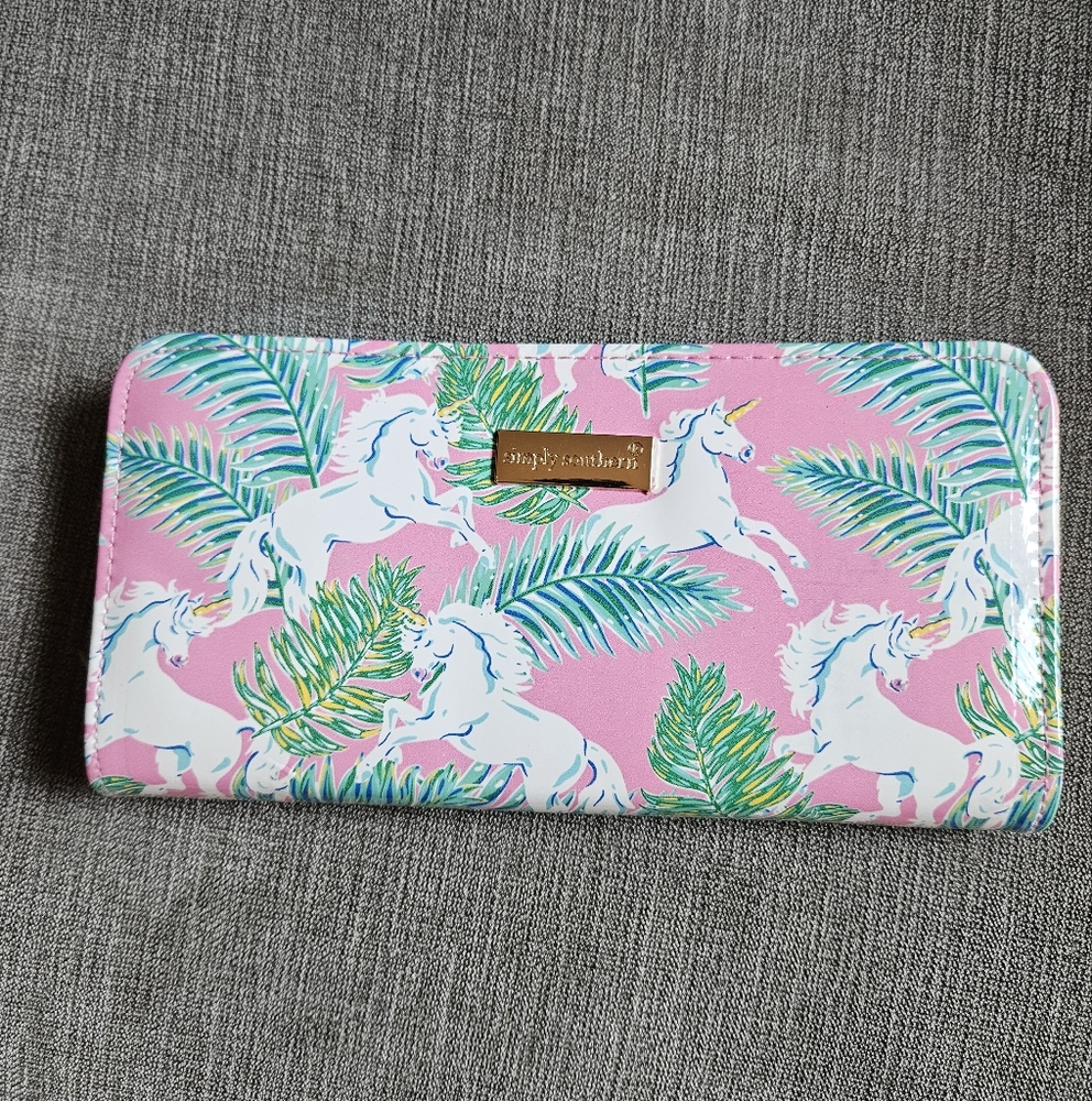 Simply Southern Unicorn Pink Green Gold Tropical Wallet Clutch Women